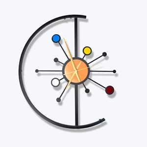 TwoDays Large Retro Silent Starburst Wall Clock