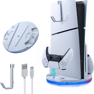 Vertical PS5 Slim Stand with Dual Controller Charger