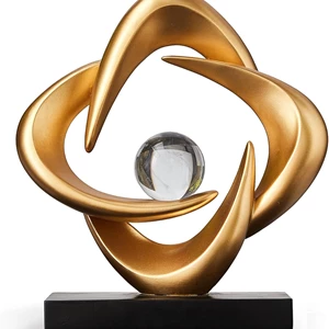 XYQXYQ Abstract Art Sculpture, Resin Gold Decorative Statue