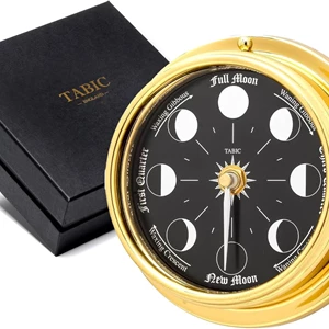 Tabic Handmade Prestige Moon Phase Clock in Solid Brass