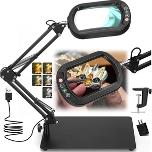 Veemagni 10X Rectangle Magnifying Glass with Light and Stand