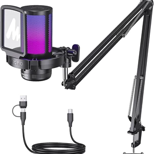 MAONO Gaming USB Microphone with Noise Cancellation and RGB Lighting