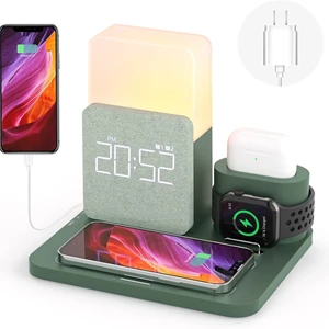 COLSUR 3-in-1 Wireless Charging Station with Alarm and Night Light