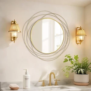 HQiJun Large Gold Circle Wall Mirror