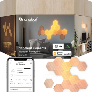 Nanoleaf Elements Wood Look Smart Wall Lights, Hexagon LED