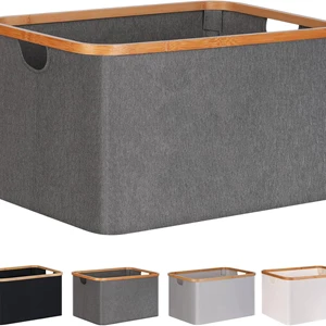 KASTWAVE Foldable Laundry Basket, Bamboo 60L
