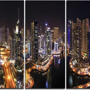 Designart Dubai Marina View at Night Canvas Art