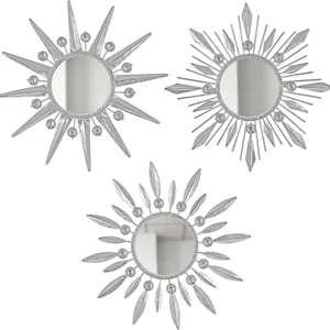 Manortang Silver Sunburst Mirror Set of 3