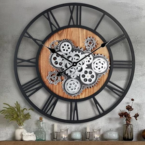 Lafocuse 23 Inch Real Moving Gear Wall Clock