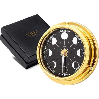 Tabic Handmade Prestige Moon Phase Clock in Solid Brass