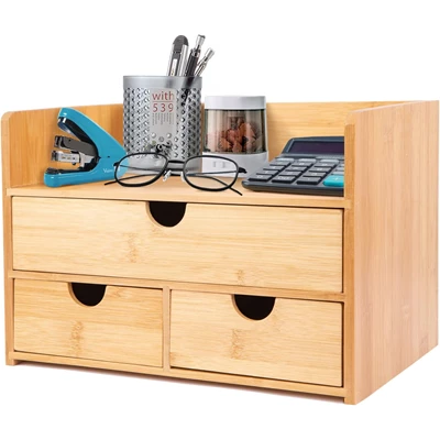 ROTASLOG Bamboo Desk Organizer with Drawers