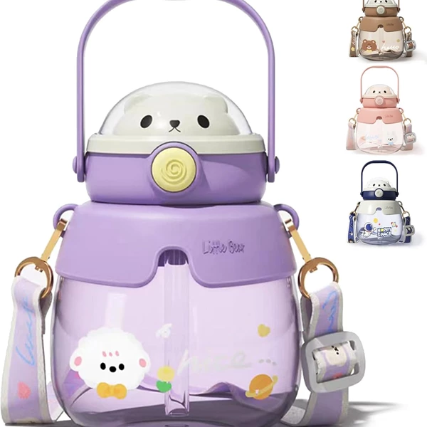 YumLock Kawaii Kids Water Bottle with Straw 860ml