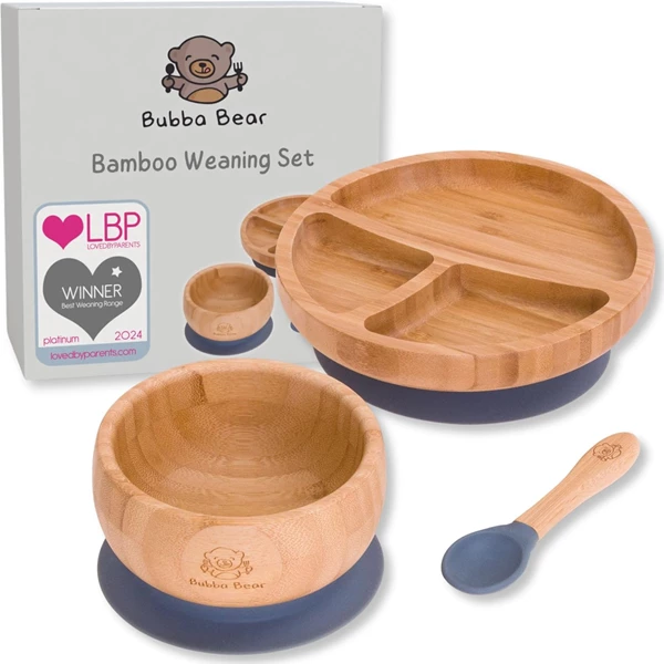 Bubba Bear Baby Bamboo Suction Bowl, Plate & Spoon Set