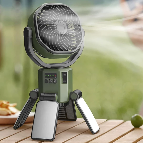 Solar-Powered Camping Fan with 6000mAh Battery