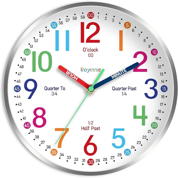 Roymnie Wall Clock for Kids Learning to Tell Time