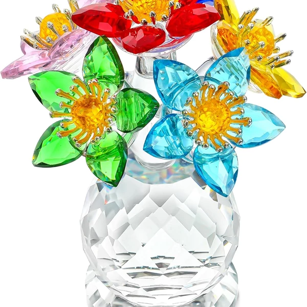 KRISININE Colorful Crystal Flower Figurine