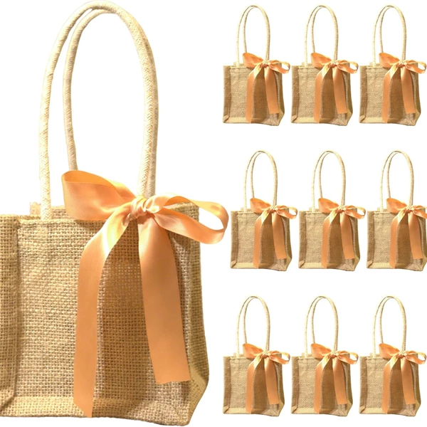 Prakriti Maitri Mini Jute Gift Bags with Ribbon Pack of 10
