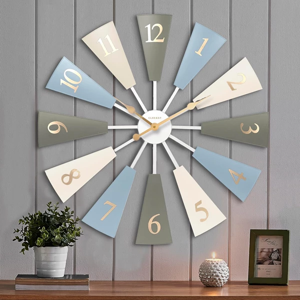 CLXEAST 30 Inch Modern Farmhouse Windmill Wall Clock